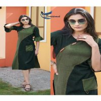 SERIEMA PRESENT KUMB CAPTURE 6 COTTON HANDWORK WITH DIFFERENT SHADES OF FULL STITCH DENIM KURTI