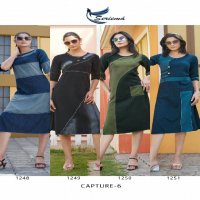 SERIEMA PRESENT KUMB CAPTURE 6 COTTON HANDWORK WITH DIFFERENT SHADES OF FULL STITCH DENIM KURTI