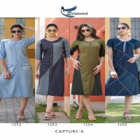 SERIEMA PRESENT KUMB CAPTURE 6 COTTON HANDWORK WITH DIFFERENT SHADES OF FULL STITCH DENIM KURTI