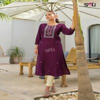 S4U Glamour Wholesale Roman Silk Long Kurtis Catalog