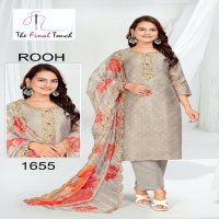 The Final Touch Rooh Wholesale Modal Silk With Embroidery Kurti With Pant And Dupatta Combo