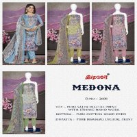 Bipson Medona 2608 Wholesale Pure Satin With Embroidery Dress Material
