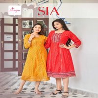 SIA BY HINAYA TRENDY LONG CHANDERI SILK FULL STITCH FLAIRED KURTIS IN KALI PATTERN