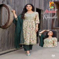 Master Khushi Wholesale Rayon Foil Ghera Tops With Pant And Dupatta
