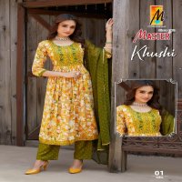 Master Khushi Wholesale Rayon Foil Ghera Tops With Pant And Dupatta