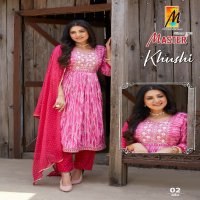 Master Khushi Wholesale Rayon Foil Ghera Tops With Pant And Dupatta