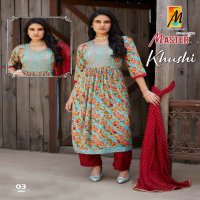 Master Khushi Wholesale Rayon Foil Ghera Tops With Pant And Dupatta