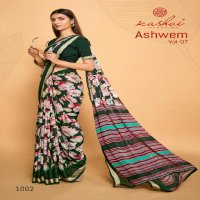 Kashvi Ashwem Vol-7 Wholesale Dull Moss With Satin Border Sarees