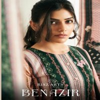 Riaz Arts Benazir Wholesale Pure Karachi With Heavy Pakistani Neck Embroidery Dress Material