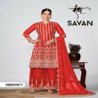 RADHA TRENDZ PRESENTS SAVAN WEDDING PREMIUM CHINON FULL STITCH SALWAR KAMEEZ