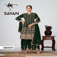 RADHA TRENDZ PRESENTS SAVAN WEDDING PREMIUM CHINON FULL STITCH SALWAR KAMEEZ