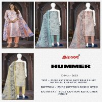 Bipson Hummer 2633 Wholesale Pure Cotton With Ethnic Handwork Dress Material