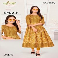 HARIYAALI SMACK VOL 21 TRENDY DESIGN CAPSUAL FOIL PRINT LONG KURTI COMBO SET