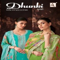 ALOK SUIT DHUNKI OCCASION WEAR ZAM COTTON LUCKHNAWI UNSTITCH SALWAR SUIT