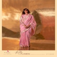 Rajtex Kelly Linen Wholesale Handwoven Linen Function Wear Sarees