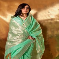 Rajtex Kelly Linen Wholesale Handwoven Linen Function Wear Sarees