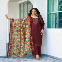 Saanvi Romani Wholesale Neck And Daman Embroidery Dress Material