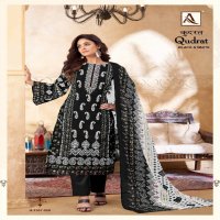 Alok Qudrat Black And White Wholesale Pure Cambric Cotton With Work Dress Material