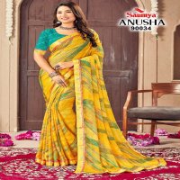 Saumya Anusha Wholesale Rim Zim Moss Foil Print Ethnic Sarees