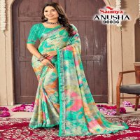 Saumya Anusha Wholesale Rim Zim Moss Foil Print Ethnic Sarees