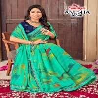 Saumya Anusha Wholesale Rim Zim Moss Foil Print Ethnic Sarees