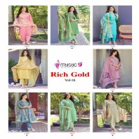 Mystic 9 Rich Gold Vol-1 Wholesale Readymade Three Piece Salwar Suits