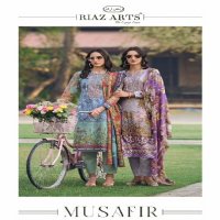 Riaz Arts Musafir Wholesale Pure Karachi Lawn With Neck Embroidery Dress Material