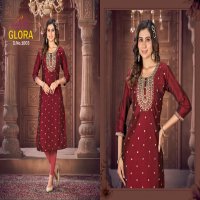 GLORA BY AANCHI KURTI FANCY READYMADE RANGEELA SILK STRAIGHT CUT LONG KURTI