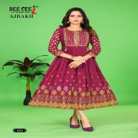 Dee Cee Ajrakh Wholesale Flared Long Screen Print Anarkali Style Kurtis