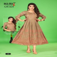 Dee Cee Ajrakh Wholesale Flared Long Screen Print Anarkali Style Kurtis