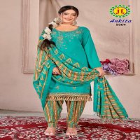 JT Ankita Vol-5 Wholesale Rayon Fabrics With Work Dress Material