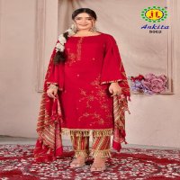 JT Ankita Vol-5 Wholesale Rayon Fabrics With Work Dress Material