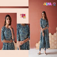 AMBIKA KURTIS JALWA VOL 12 EXCLUSIVE NAYRA FULL GHERA WITH BELT FULL STITCH DRESS COMBO SET