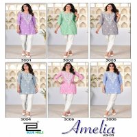 BLUE HILLS AMELIA VOL 3 STYLISH OUTFIT RAYON LUCKNOWI WORK READYMADE SIDE CUT KURTI