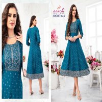 Aanchi Archita 2.0 Wholesale Flair Print With Embroidery Anarkali Kurtis