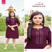 Aanchi Monalisa 2.0 Wholesale Liva Reyon Straight Cut Kurtis