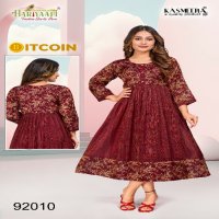 Hariyaali Bitcoin Vol-3 Wholesale Tissue Silk And Negative Print Kurtis Combo