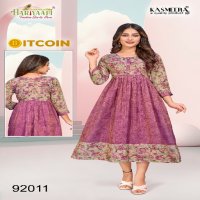 Hariyaali Bitcoin Vol-3 Wholesale Tissue Silk And Negative Print Kurtis Combo