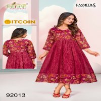 Hariyaali Bitcoin Vol-3 Wholesale Tissue Silk And Negative Print Kurtis Combo