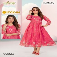 Hariyaali Bitcoin Vol-3 Wholesale Tissue Silk And Negative Print Kurtis Combo