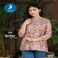 LAVINA BY KAYA STYLISH LOOK CHANDERI MODAL FULLY STITCH SHORT KURTI COLLECTION