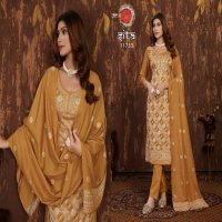 TRIPLE AAA SITA MUSLIN FASHIONABLE LOOK LAKHNAVI JACQUARD TOP PANT WITH DUPATTA