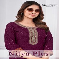 Sangeet Nitya Plus Wholesale Rayon Gold Khadi Print Long Kurtis