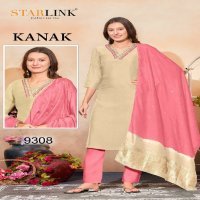 STARLINK KANAK CHANDERI DESIGNER HAND WORK NACK FULL STITCH BIG SIZE COMBO SET 3PCS DRESS