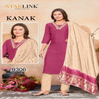 STARLINK KANAK CHANDERI DESIGNER HAND WORK NACK FULL STITCH BIG SIZE COMBO SET 3PCS DRESS