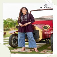 VICTORIA VOL 5 BY MITTOO WRINCLE RAYON STYLISH OUTFIT FULLY STITCH BIG SIZE EMBROIDERED SHORT TOP