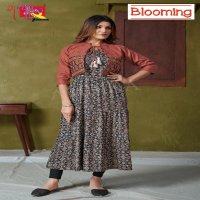 Ambika Blooming Wholesale Ghera With Frill Daman With Koti Kurtis