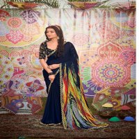 Stavan Rang Wholesale Moss Chiffon Print With Embroidery Sarees