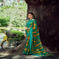 SANSKAR RASHI BRIGHT SIMMER PATTERN SIROWSKI BORDER SAREE WITH BLOUSE