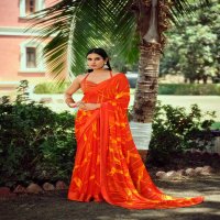 SANSKAR RASHI BRIGHT SIMMER PATTERN SIROWSKI BORDER SAREE WITH BLOUSE